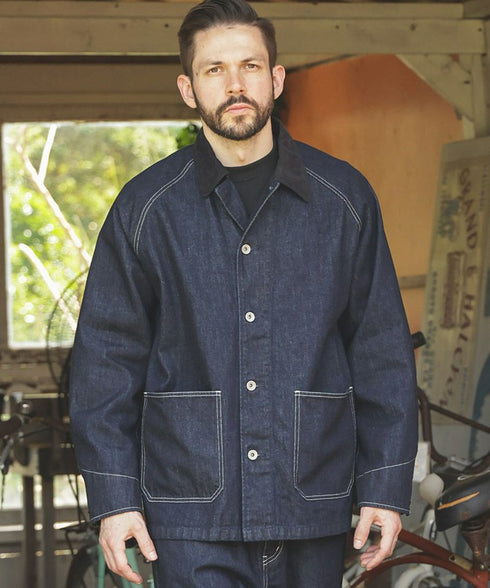 MR.OLIVE / RINSE WASH 12oz CRUNCH DEINIM / 5-BUTTON COVERALL / ミスターオリーブ / リンスウォッシュ12オンスクランチデニム / 5つボタンカバーオール