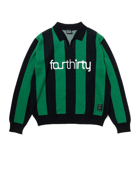 430 fourthirty / L-S STRIPE JERSEY KNIT POLO / フォーサーティ / L-Sストライプジャージーニットポロ