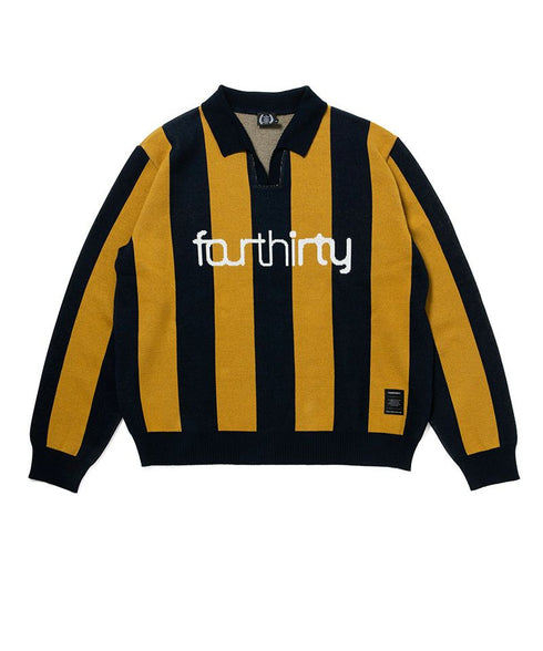 430 fourthirty / L-S STRIPE JERSEY KNIT POLO / フォーサーティ / L-Sストライプジャージーニットポロ