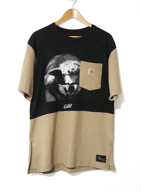 mooon/remake T-shirt beige/black ムーン/リメイク Tシャツ ベージュ/ブラック