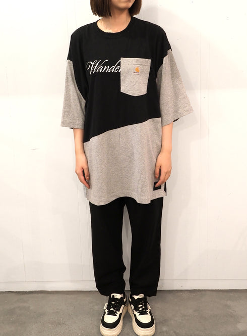mooon/remake T-shirt grey/black ムーン/リメイク Tシャツ グレー/ブラック