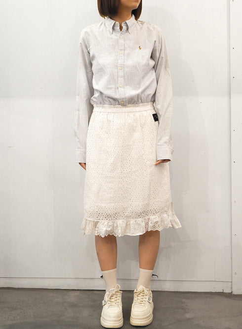 mooon リメイク ドッキング ワンピース STRIPE/WHITE