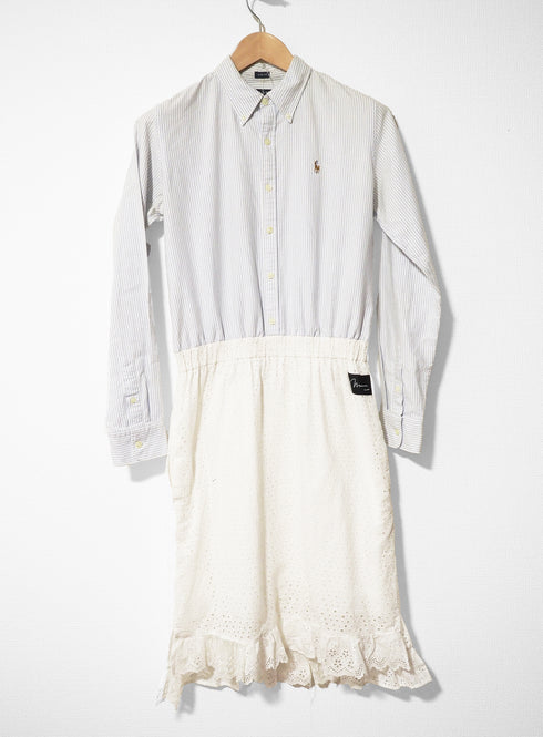 mooon リメイク ドッキング ワンピース STRIPE/WHITE