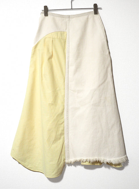 mooon リメイク パッチワークスカート WHITE/YELLOW