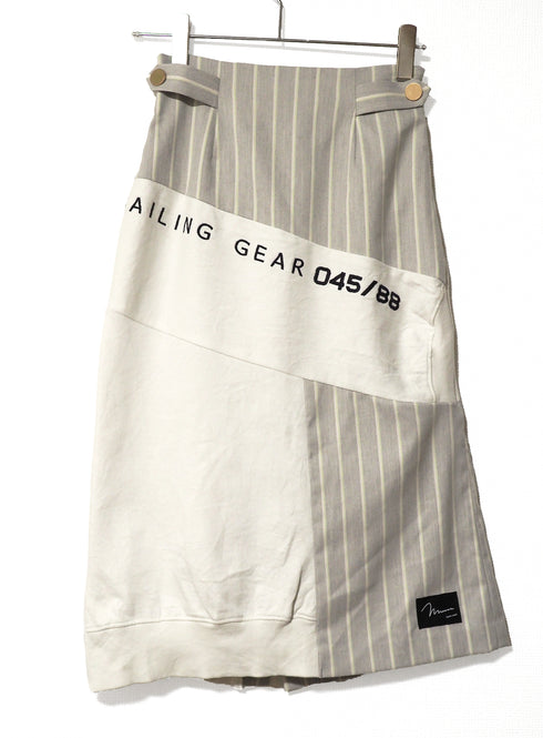 mooon リメイク パッチワークスカート WHITE/GRAY