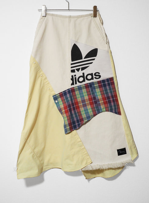 mooon リメイク パッチワークスカート WHITE/YELLOW