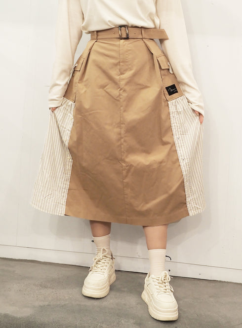 mooon リメイク パッチワークスカート BEIGE
