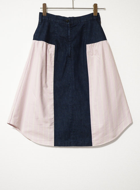 mooon リメイク パッチワークスカート NAVY/PINK