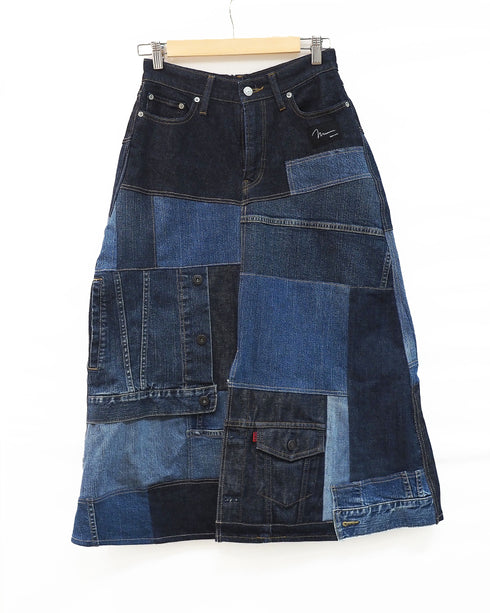 mooon リメイク パッチワークスカート DENIM