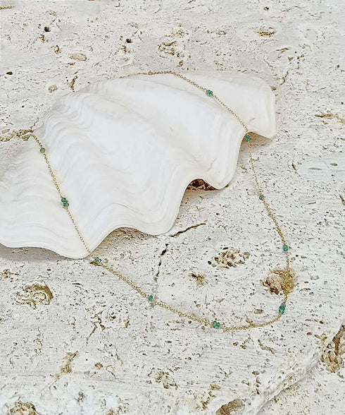 JEENAR OKINAWA 天然石 ネックレス エメラルド(K14GOLD FILLED)