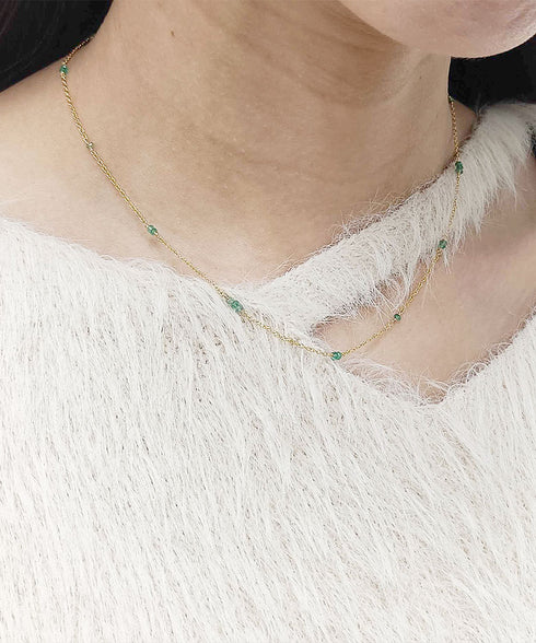 JEENAR OKINAWA 天然石 ネックレス エメラルド(K14GOLD FILLED)