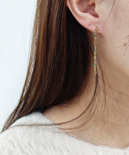 JEENAR OKINAWA 天然石 ピアス エメラルド(K14GOLD FILLED)