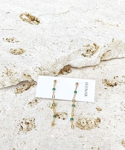 JEENAR OKINAWA 天然石 ピアス エメラルド(K14GOLD FILLED)