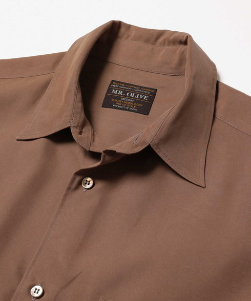 MR.OLIVE / T/R POWDER CLOTH SHORT REGULAR COLLAR SHIRT / ミスターオリーブ パウダークロス ショート丈レギュラーカラーシャツ