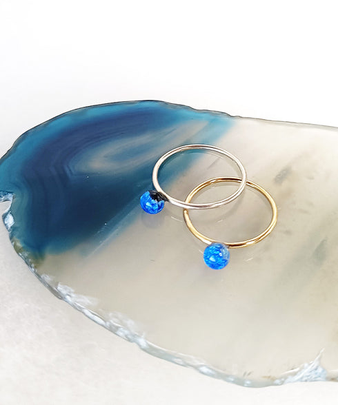 JEENAR OKINAWA 白ホタルガラス リング(silver925 11号)