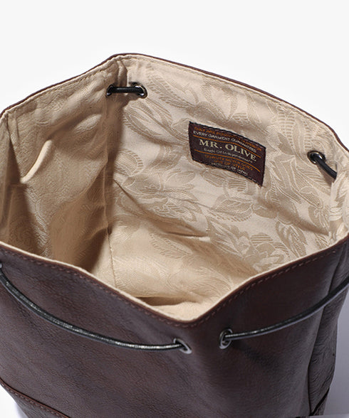 MR.OLIVE E.O.I / WATERPROOF WASHABLE LEATHER / 2WAY DRAWSTRING POUCH / ミスターオリーブイーオーアイ / ウォータープルーフウォッシャブルレザー / 2WAYドローストリングポーチ