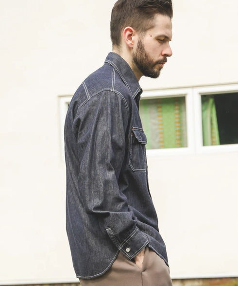 MR.OLIVE / 6oz DENIM / RINSE WASH SERVICEMAN SHIRT / ミスターオリーブ / 6オンスデニム / リンスウォッシュサービスマンシャツ