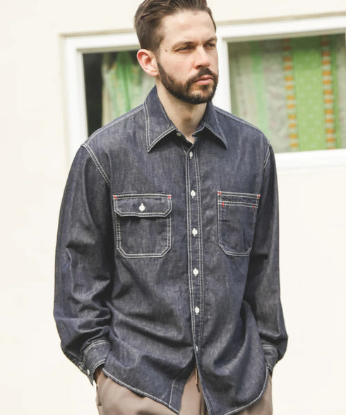 MR.OLIVE / 6oz DENIM / RINSE WASH SERVICEMAN SHIRT / ミスターオリーブ / 6オンスデニム / リンスウォッシュサービスマンシャツ