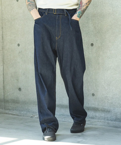 MR.OLIVE /RINSE WASH 8oz DENIM / BELTED RELAX TAPERED PANTS / ミスターオリーブ / リンスウォッシュ8オンスデニム / リラックス テーパード パンツ