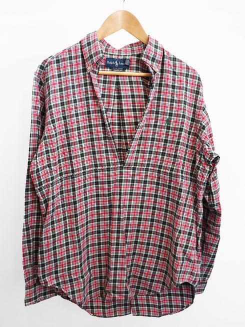 mooon/REMAKE SKIPPER SHIRT E (red) ムーン/リメイクスキッパーシャツE (赤)