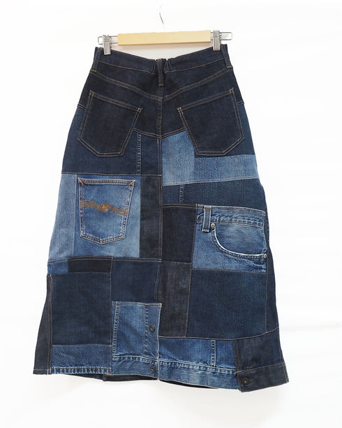 mooon リメイク パッチワークスカート DENIM