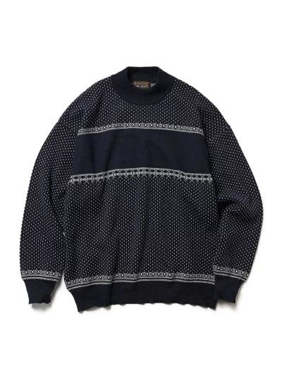 MR.OLIVE / 12G NORDIC JACQUARD / RELAX BOTTLE NECK SWEATER/ ミスターオリーブ/ 12G ノルディック ジャガード / リラックス ボトルネック セーター