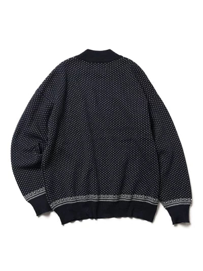 MR.OLIVE / 12G NORDIC JACQUARD / RELAX BOTTLE NECK SWEATER/ ミスターオリーブ/ 12G ノルディック ジャガード / リラックス ボトルネック セーター