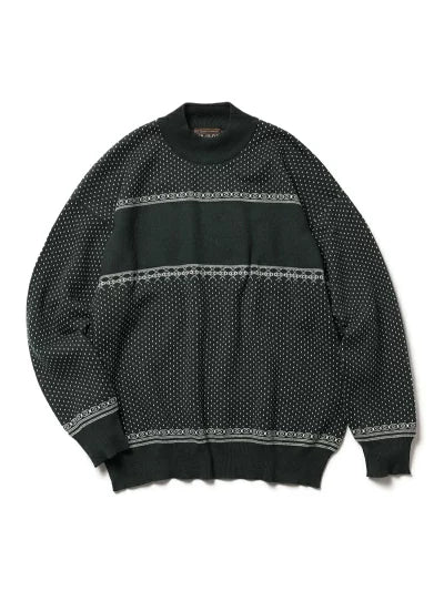 MR.OLIVE / 12G NORDIC JACQUARD / RELAX BOTTLE NECK SWEATER/ ミスターオリーブ/ 12G ノルディック ジャガード / リラックス ボトルネック セーター