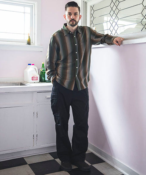 MR.OLIVE / RAYON TWILL STRIPE / REGULAR COLLAR SHIRT / ミスターオリーブ / レーヨンツイルストライプ / レギュラーカラーシャツ