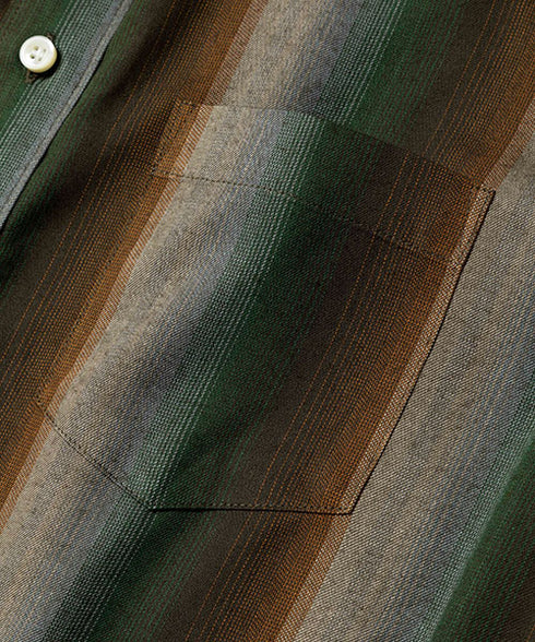 MR.OLIVE / RAYON TWILL STRIPE / REGULAR COLLAR SHIRT / ミスターオリーブ / レーヨンツイルストライプ / レギュラーカラーシャツ