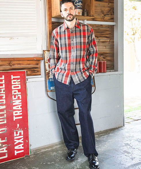 MR.OLIVE/ RINSE WASH 12oz CRUNCH DEINIM / RELAX EASY PANTS / ミスターオリーブ / リンスウォッシュ12オンスクランチデニム / リラックスイージーパンツ