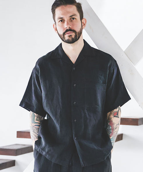 MR.OLIVE / FRENCH LINEN WASHABLE / OPEN COLLAR SHIRT / ミスターオリーブ / フレンチリネンウォッシャブル / オープンカラーシャツ
