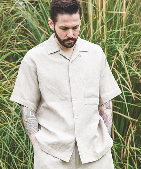 MR.OLIVE / FRENCH LINEN WASHABLE / OPEN COLLAR SHIRT / ミスターオリーブ / フレンチリネンウォッシャブル / オープンカラーシャツ