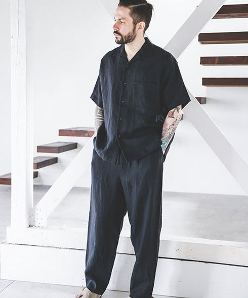 MR.OLIVE / FRENCH LINEN WASHABLE / OPEN COLLAR SHIRT / ミスターオリーブ / フレンチリネンウォッシャブル / オープンカラーシャツ