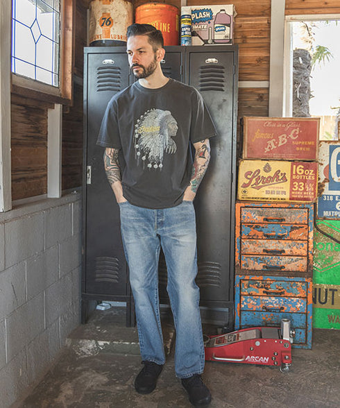 MR.OLIVE / INDIAN MOTOCYCLE COLLABORATION / USED PRINT T-SHIRT TYPE-C / INDIAN MOTOCYCLE / ミスターオリーブ / コラボレーション / ユーズドプリントTシャツ TYPE-C