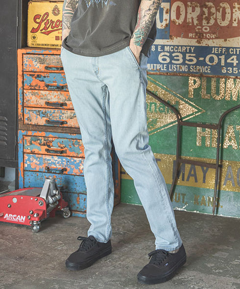 MR.OLIVE / SUPER STRETCH DENIM BLEACH CUT SLIM PANTS / ミスターオリーブ / スーパーストレッチデニム ブリーチカットスリムパンツ