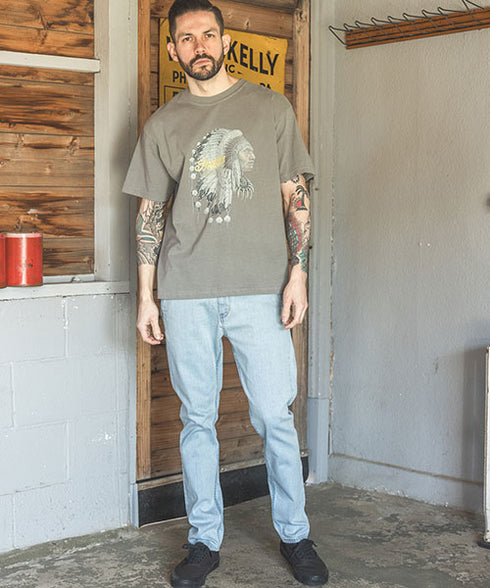 MR.OLIVE / SUPER STRETCH DENIM BLEACH CUT SLIM PANTS / ミスターオリーブ / スーパーストレッチデニム ブリーチカットスリムパンツ