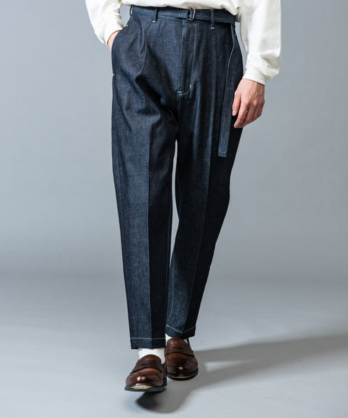 MR.OLIVE / 10oz ALL SEASON DEINIM / BELTED WIDE TAPERED PANTS / ミスターオリーブ / 10オンスオールシーズンデニム / ベルテッドワイドテーパードパンツ