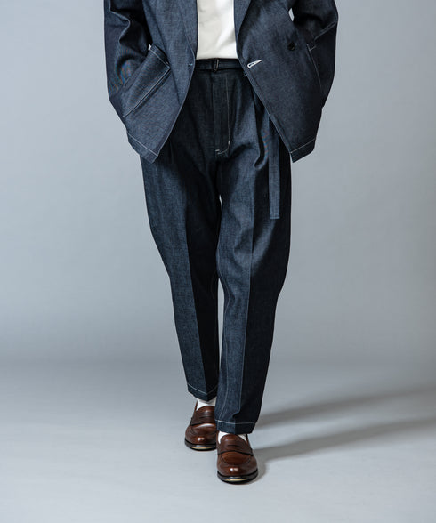 MR.OLIVE / 10oz ALL SEASON DEINIM / BELTED WIDE TAPERED PANTS / ミスターオリーブ / 10オンスオールシーズンデニム / ベルテッドワイドテーパードパンツ