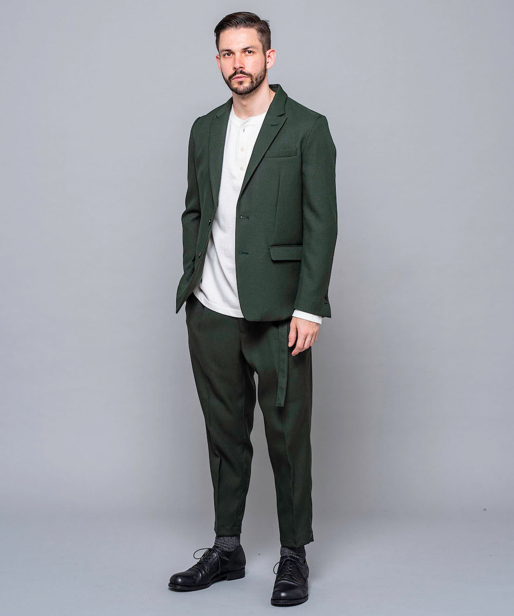 MR.OLIVE / RETRO POLYESTER TWILL / BELTED WIDE TAPERED PANTS