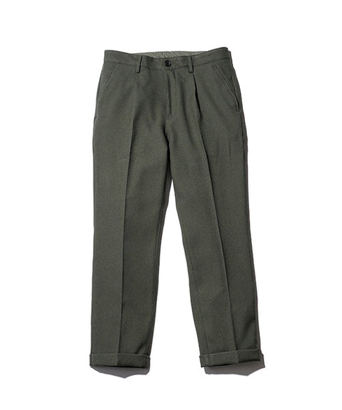 MR.OLIVE/RETRO POLYESTER TWILL / ONE PLEATS STA-PREST TAPERED PANTS ミスターオリーブ/レトロポリエステルツイル/ワンプリーツスタプレストスラックス
