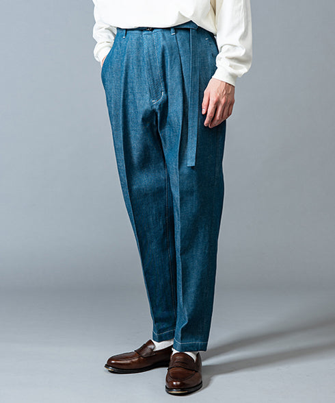 MR.OLIVE / 10oz ALL SEASON DEINIM / BELTED WIDE TAPERED PANTS / ミスターオリーブ / 10オンスオールシーズンデニム / ベルテッドワイドテーパードパンツ