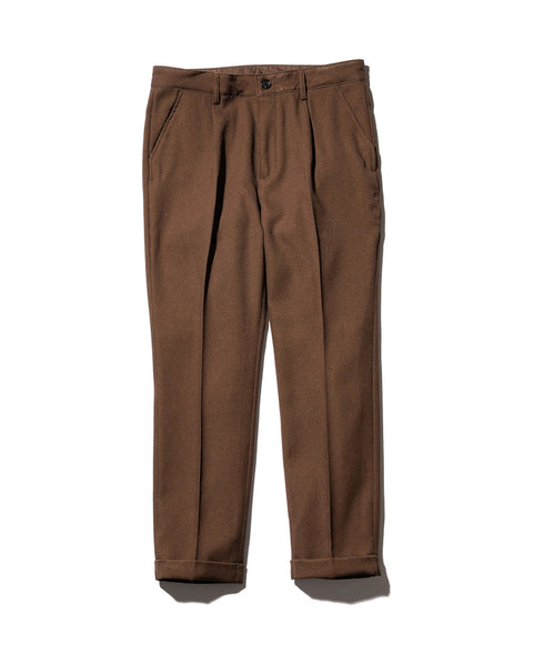 MR.OLIVE/RETRO POLYESTER TWILL / ONE PLEATS STA-PREST TAPERED PANTS ミスターオリーブ/レトロポリエステルツイル/ワンプリーツスタプレストスラックス