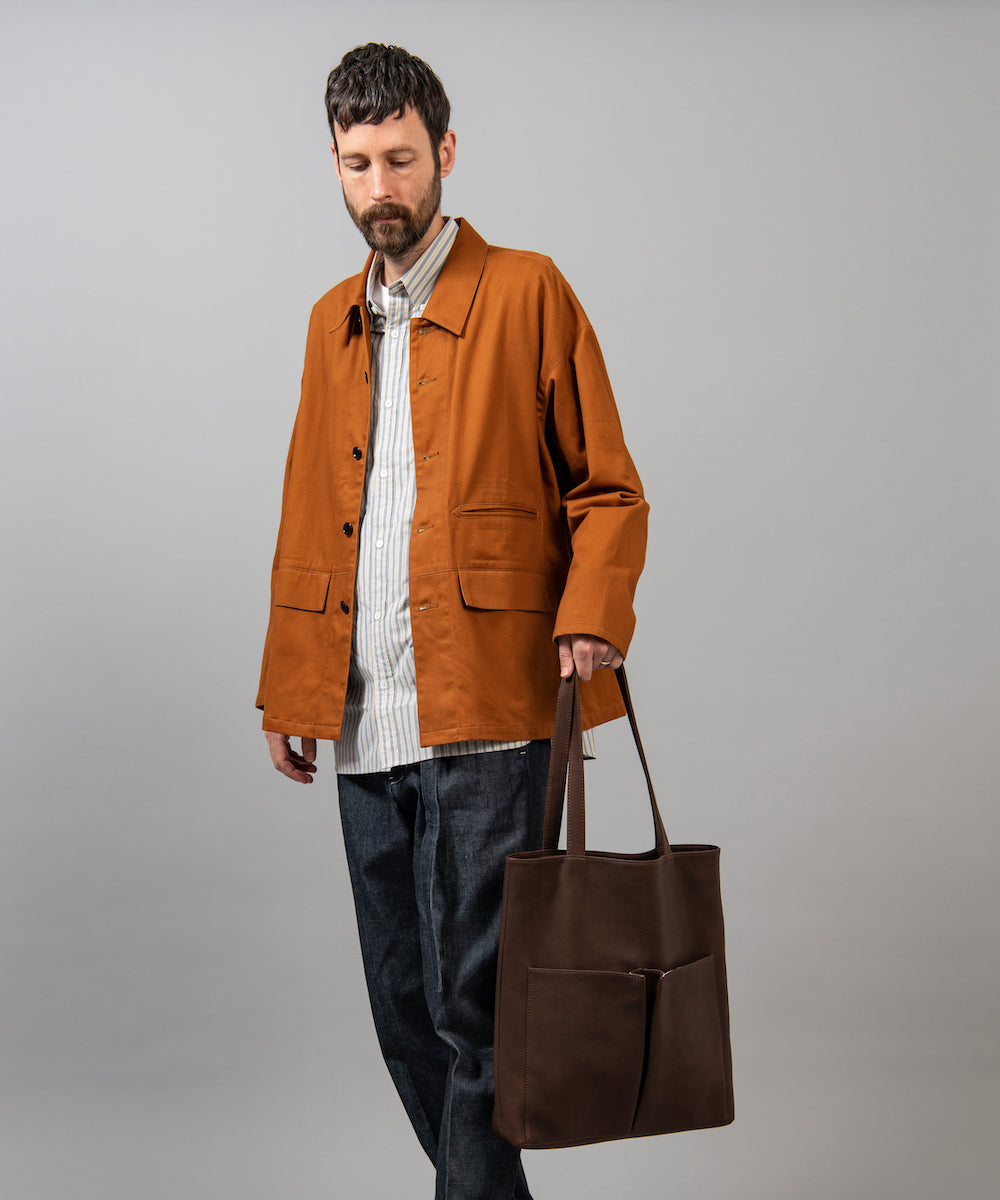 MR.OLIVE E.O.I / WATER PROOF WASHABLE LEATHER / GUSSET POCKET TOTE