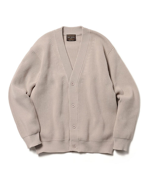 MR.OLIVE / LOW GAUGE AZE POLYESTER KNIT / STANDARD CARDIGAN / ミスターオリーブ / ローゲージ畦ポリエステルニット / スタンダードカーディガン