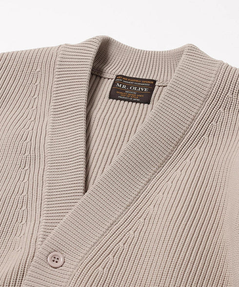MR.OLIVE / LOW GAUGE AZE POLYESTER KNIT / STANDARD CARDIGAN / ミスターオリーブ / ローゲージ畦ポリエステルニット / スタンダードカーディガン