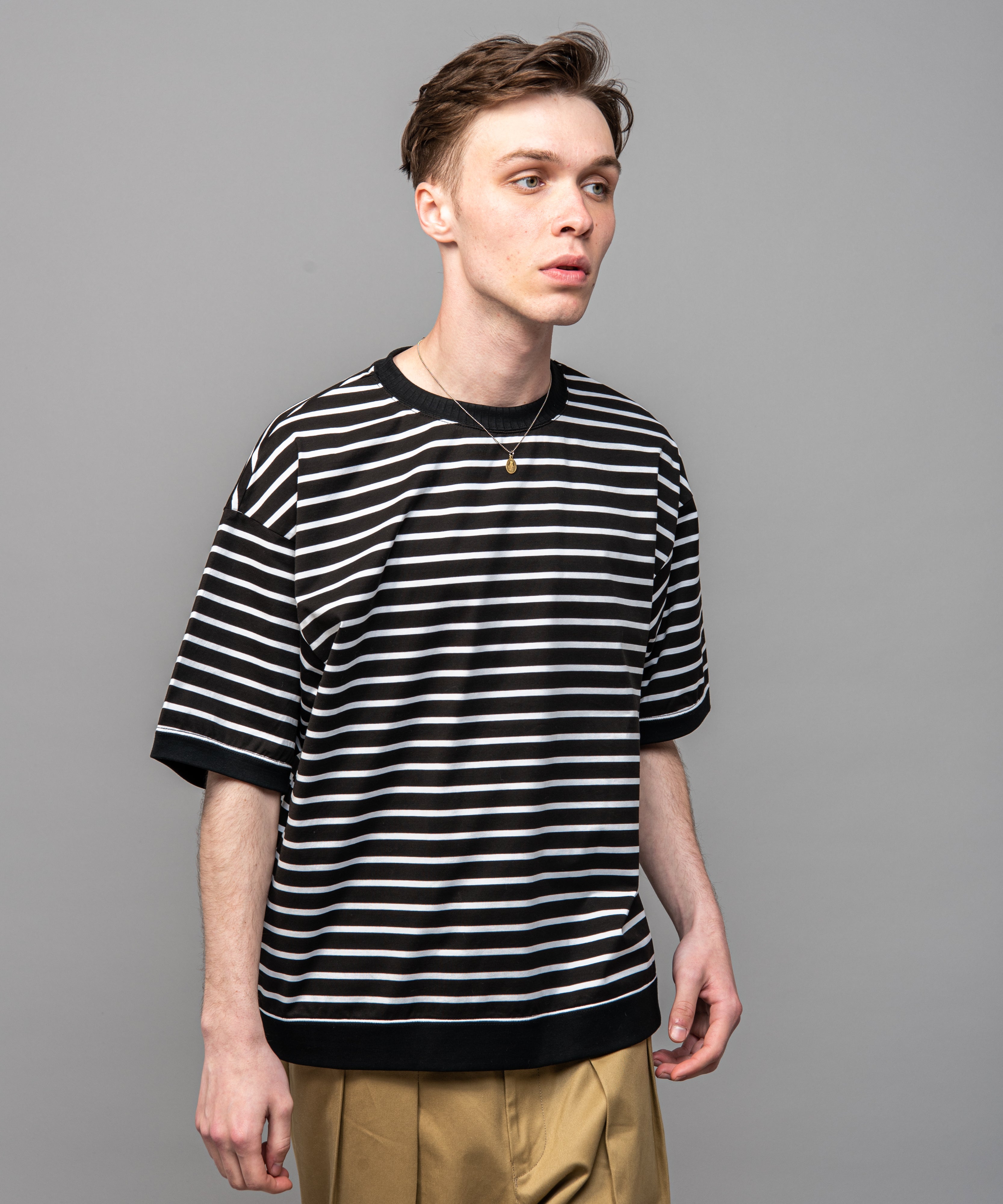 MR.OLIVE / SAN JOAQUIN HIGH GAUGE COTTON / BORDER OVERSIZE T-SHIRT 
